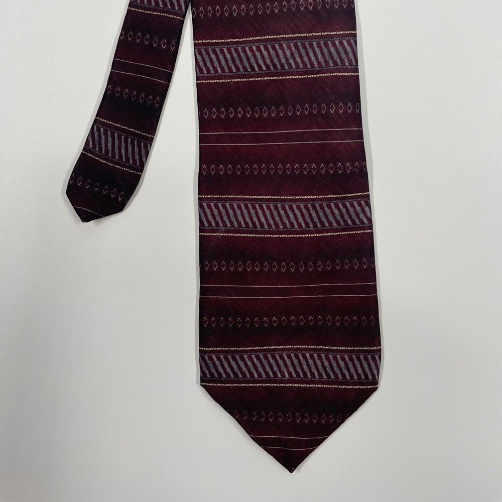 Croft & Barrow Burgundy Geometric Silk Necktie Mens One Size